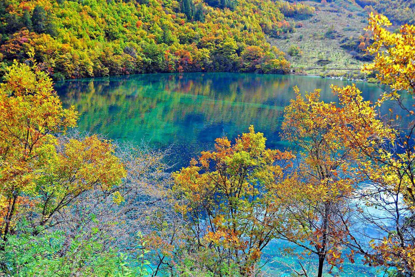 Free photo A lake in a nature reserve in Sichuan province in central China