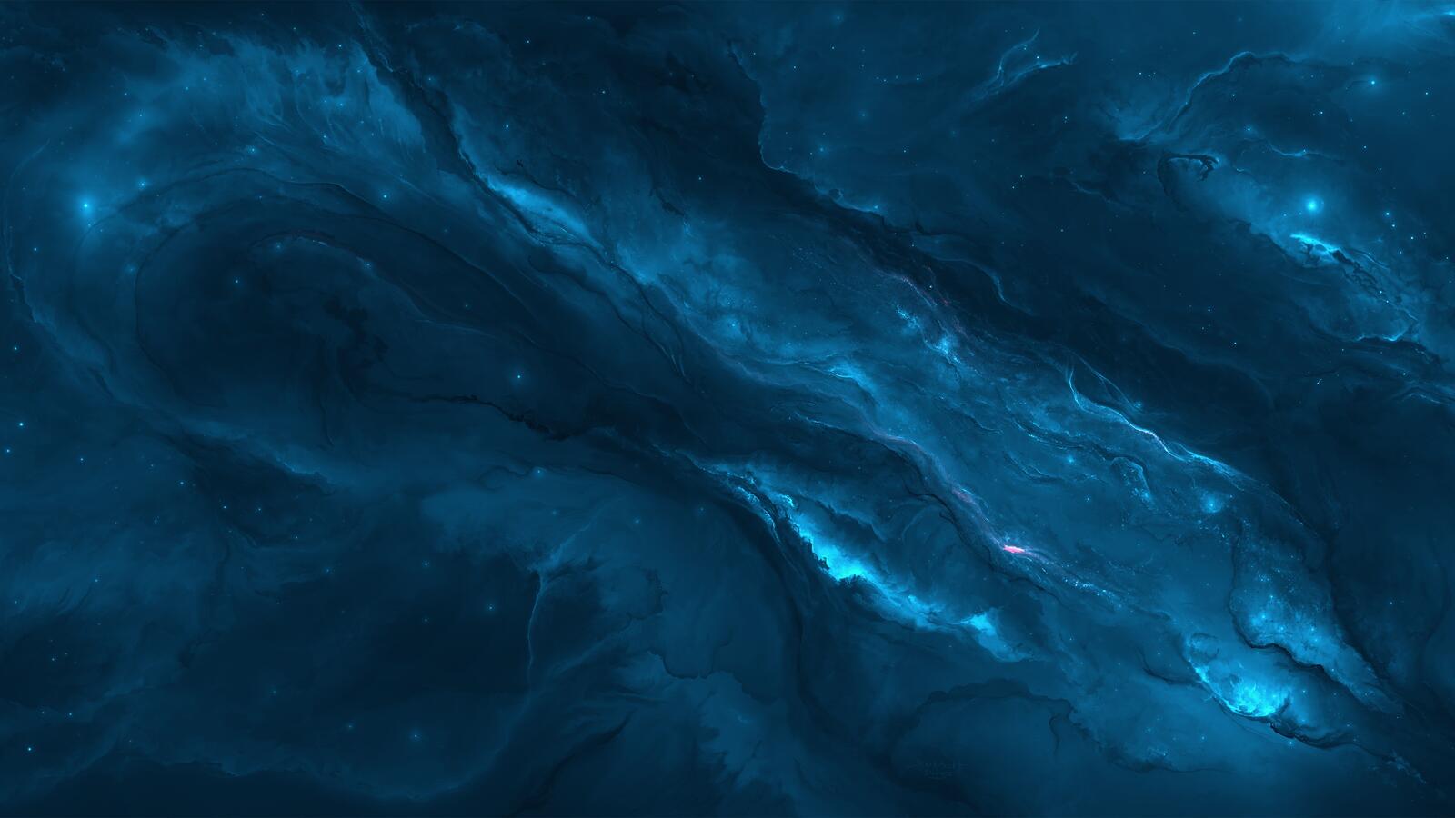 Бесплатное фото Синяя космическая туманность