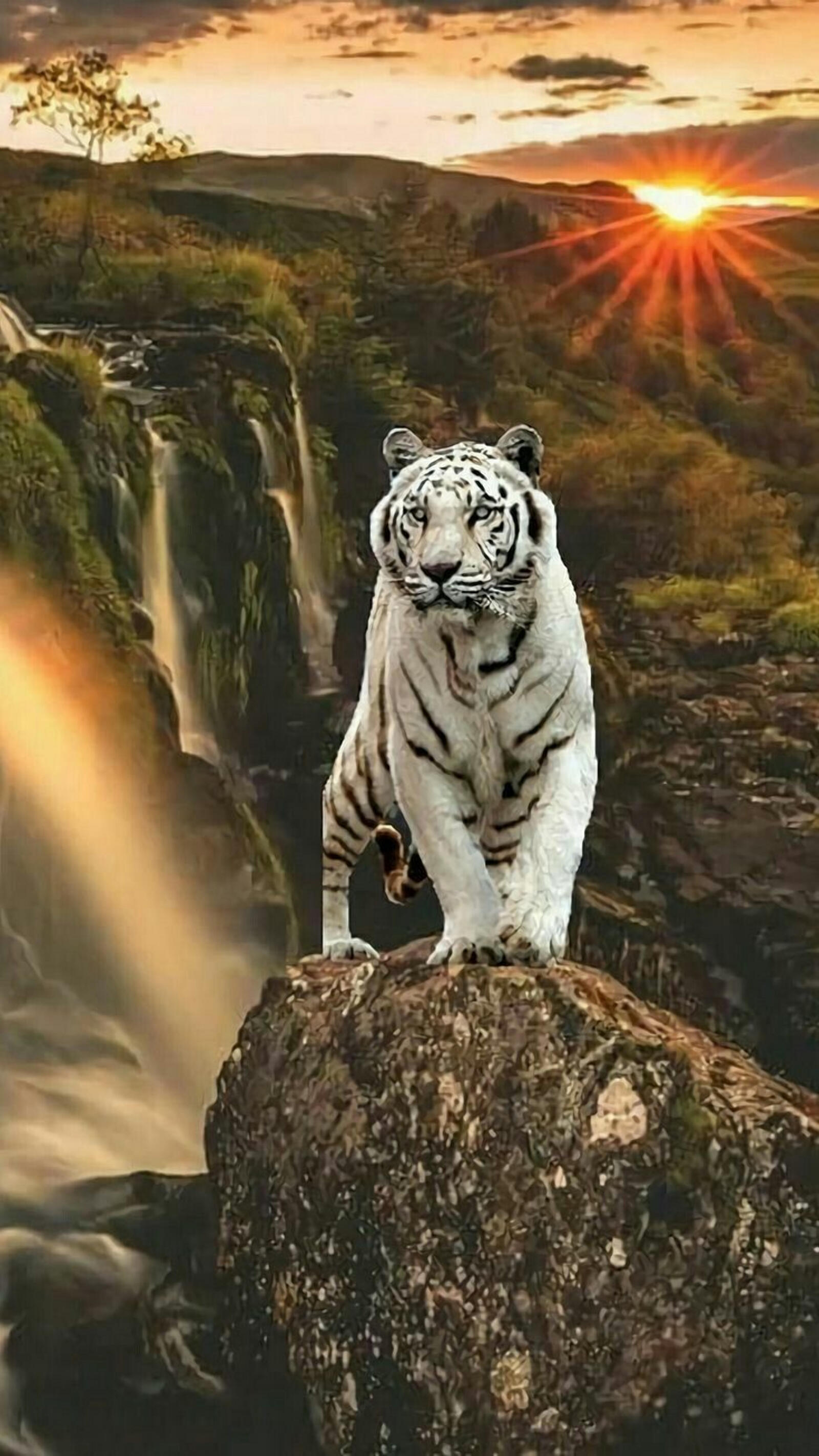 Бесплатное фото Тигр на скале