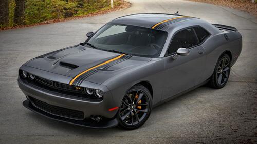 A 2022 Dodge Challenger in gray.