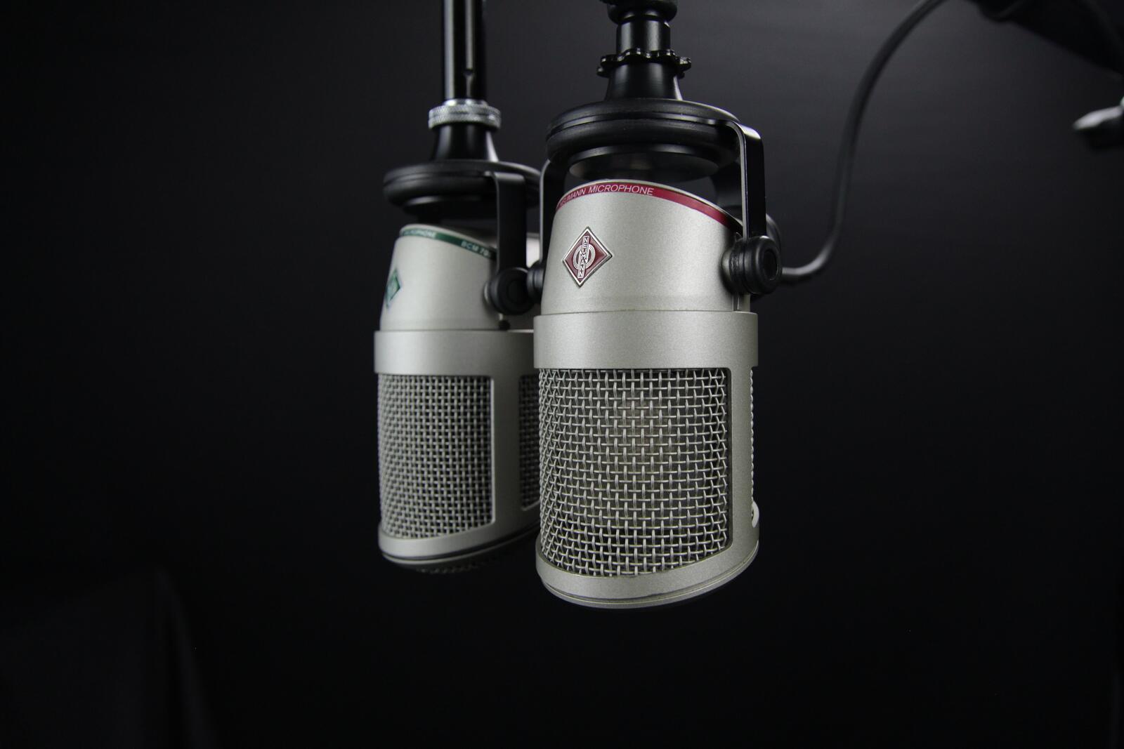 Бесплатное фото Два студийных микрофона