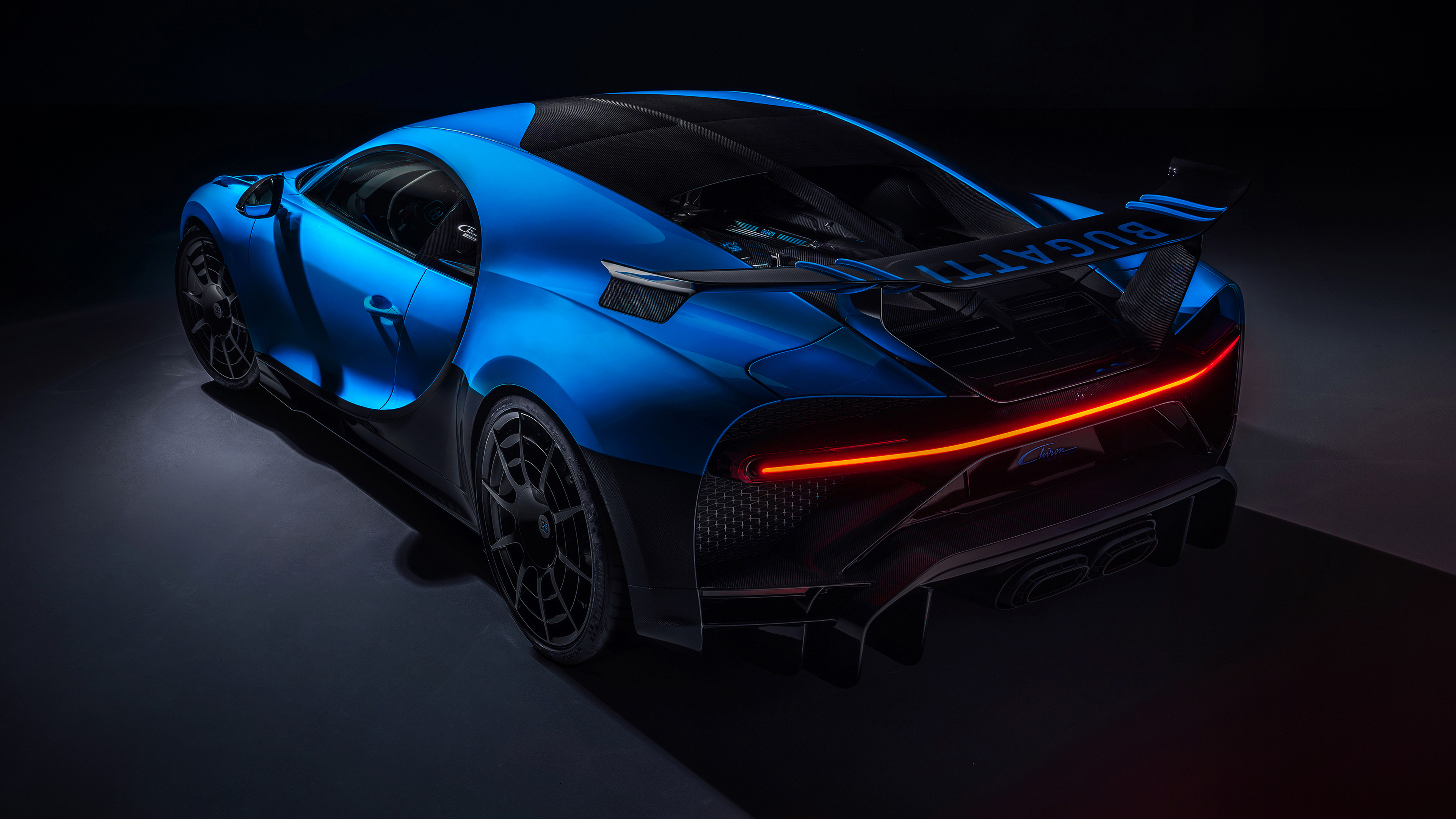 Bugatti chiron pur sport 2020 in blue rear view
