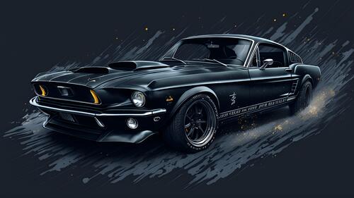 A drawing of the famous 1968 Ford Mustang