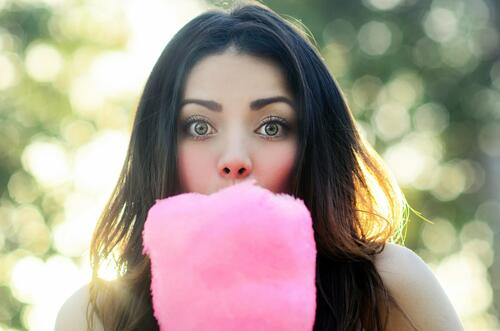 The girl with the cotton candy