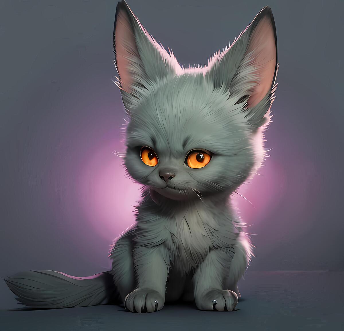 Шери - серая кошка с длинными ушами