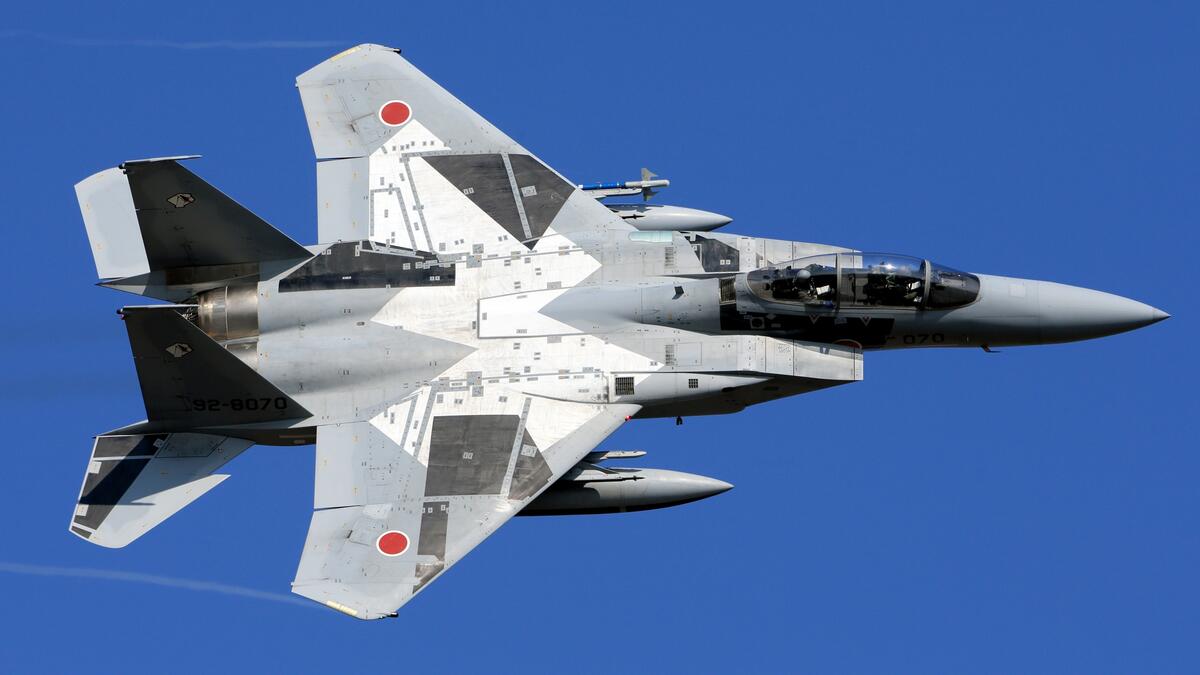 The mitsubishi f-15j in flight