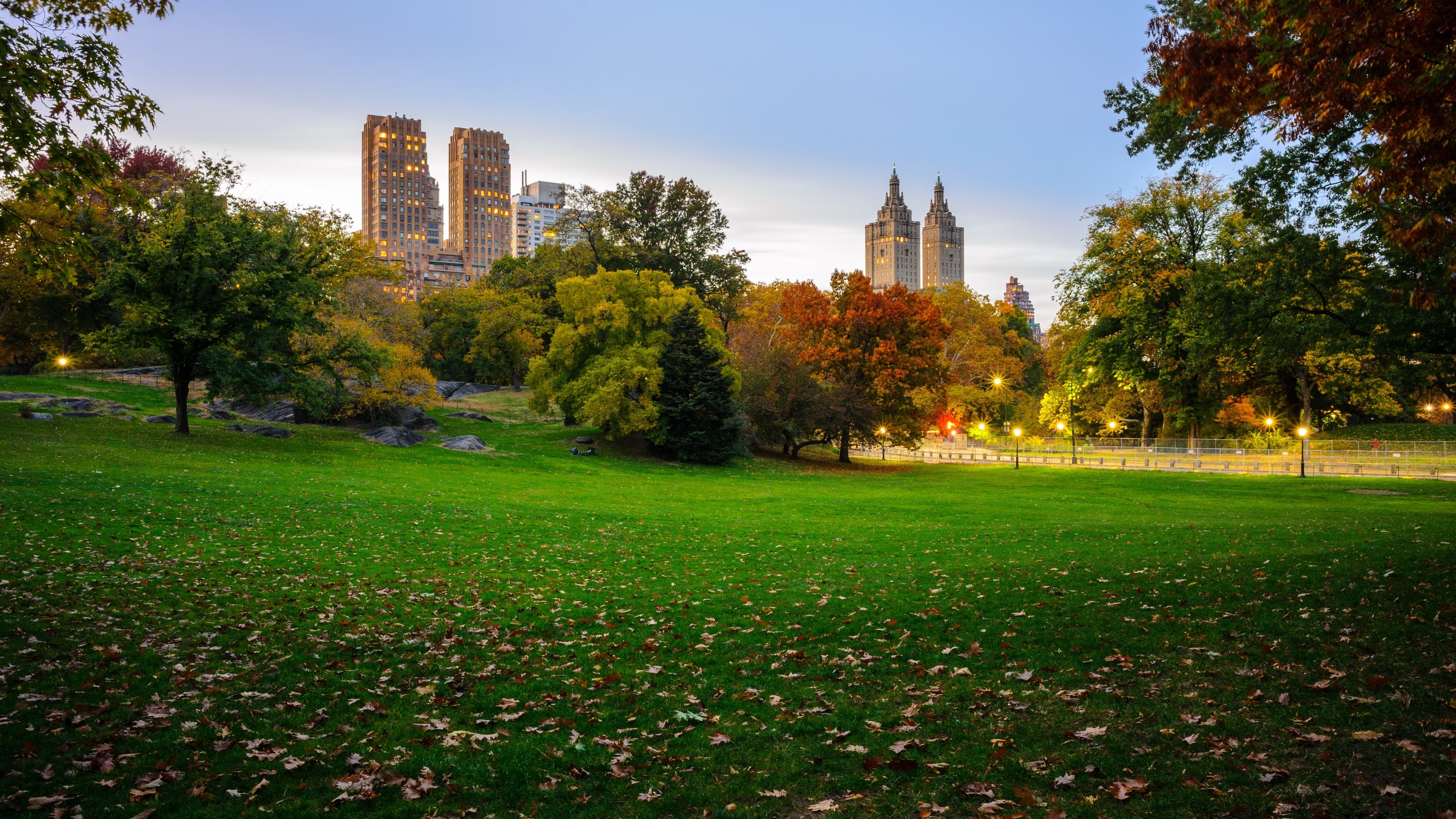 Бесплатное фото Центральный парк Нью-Йорка ранней осенью