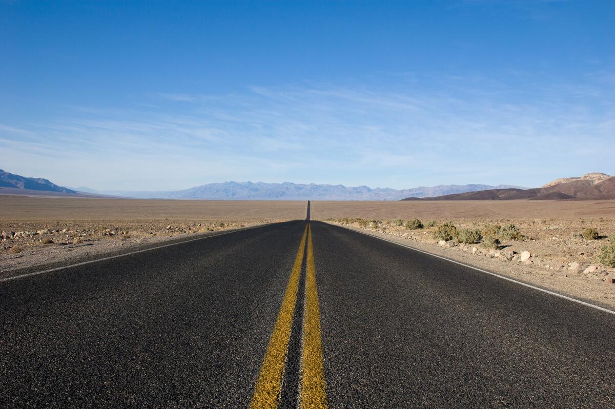 Straight road in the desert
