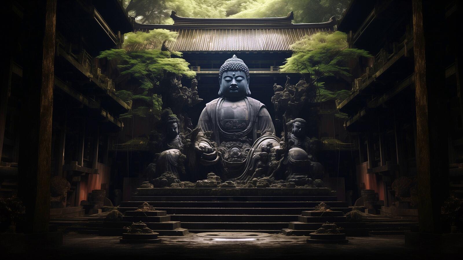 Бесплатное фото Статуя Будды в старом храме