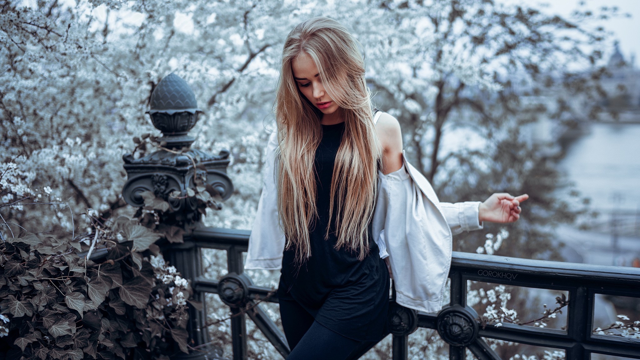 Blond girl with long hair