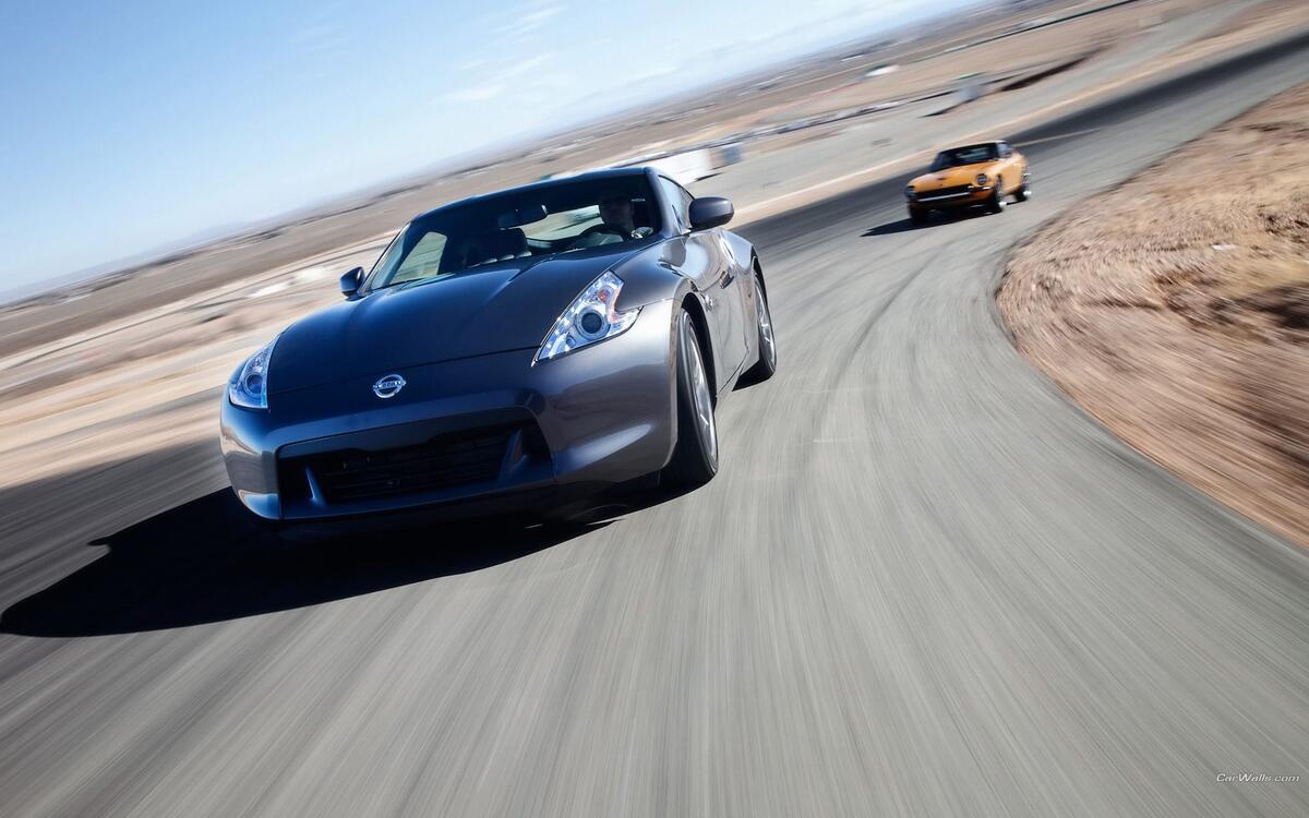 The Nissan 370Z is on the track