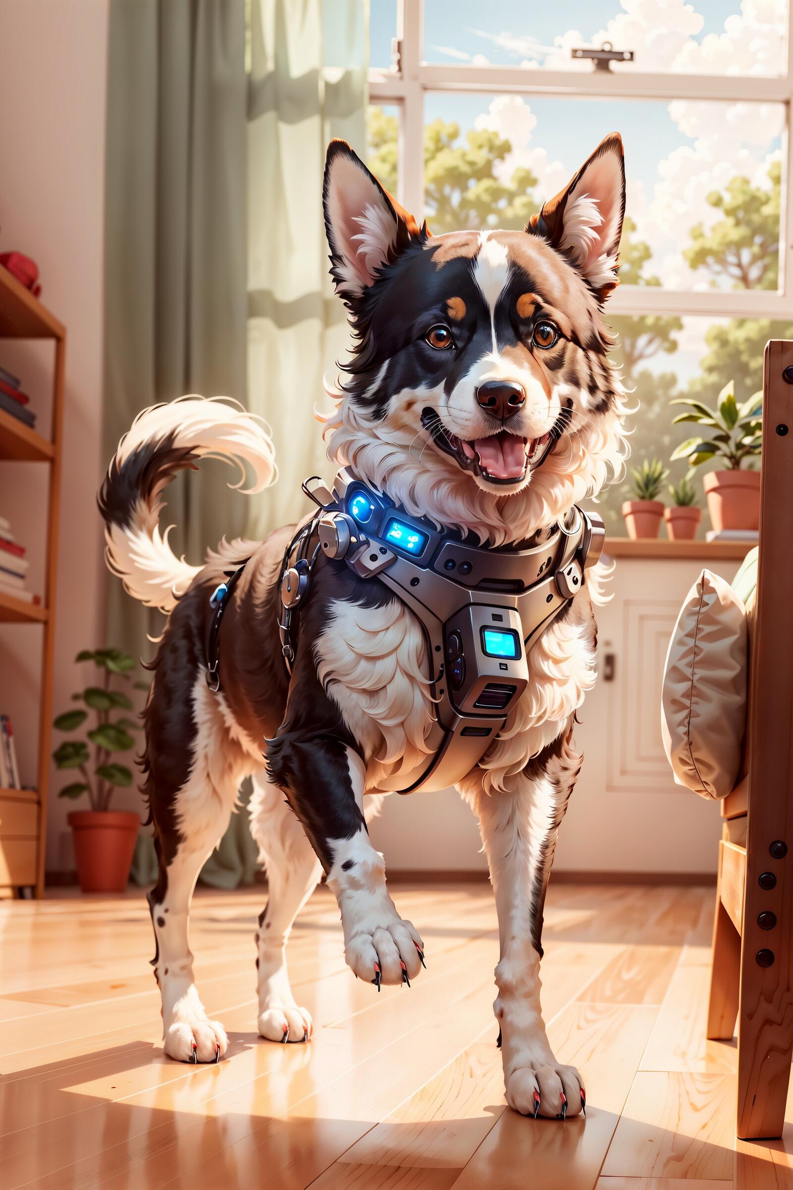 Free photo Toto the puppy with cyber harness
