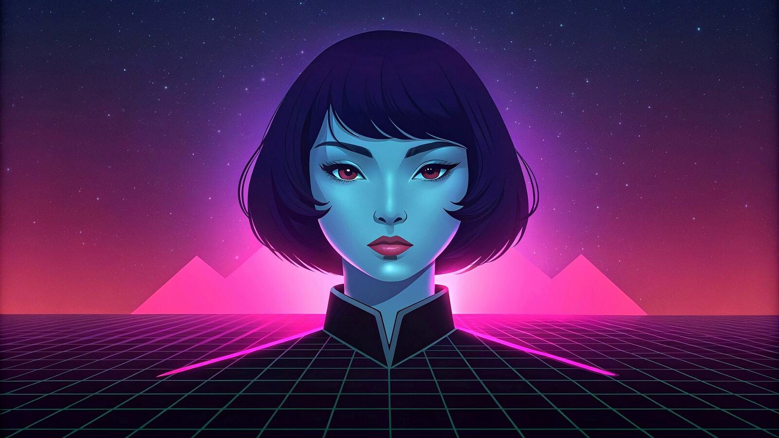 Free photo Portrait of a fantastic girl with short haircut on a neon background