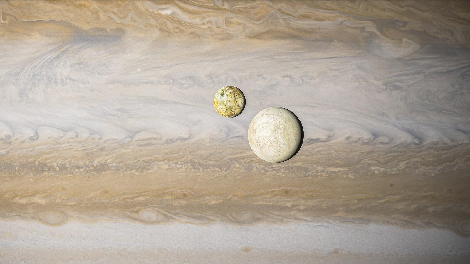 Free photo Two satellites of Jupiter