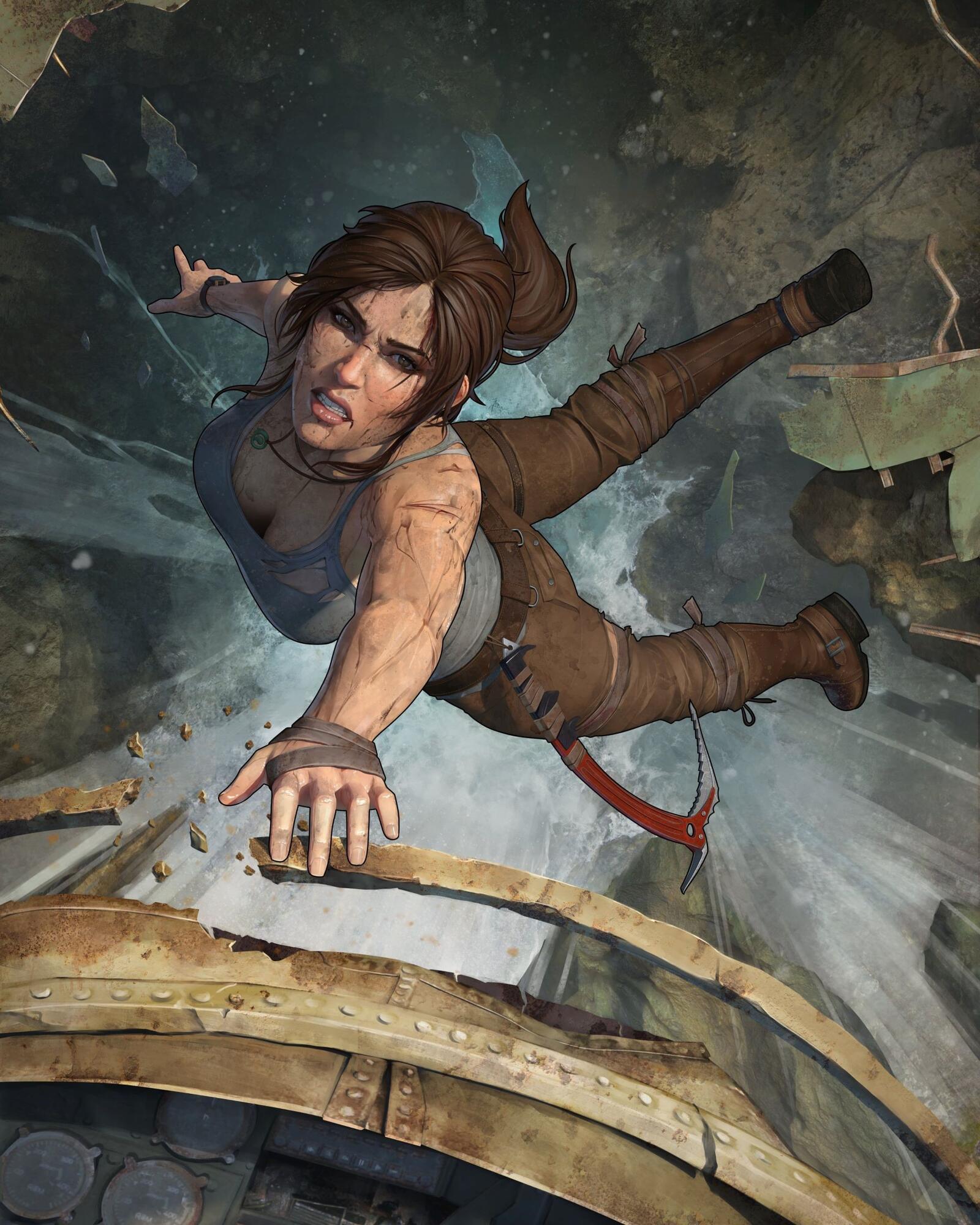 Free photo Lara`s fall into the abyss