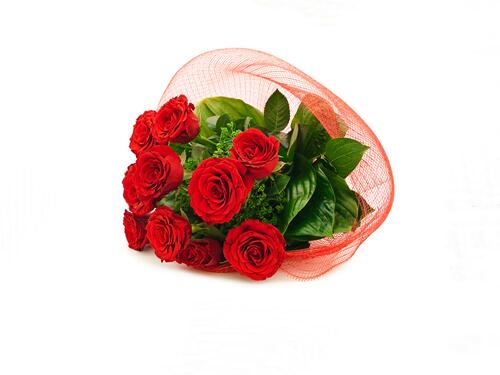 A picture of a red bouquet of roses.