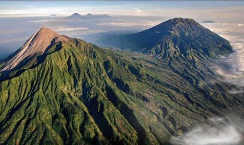 Mountains of unusual shapes in Indonesia