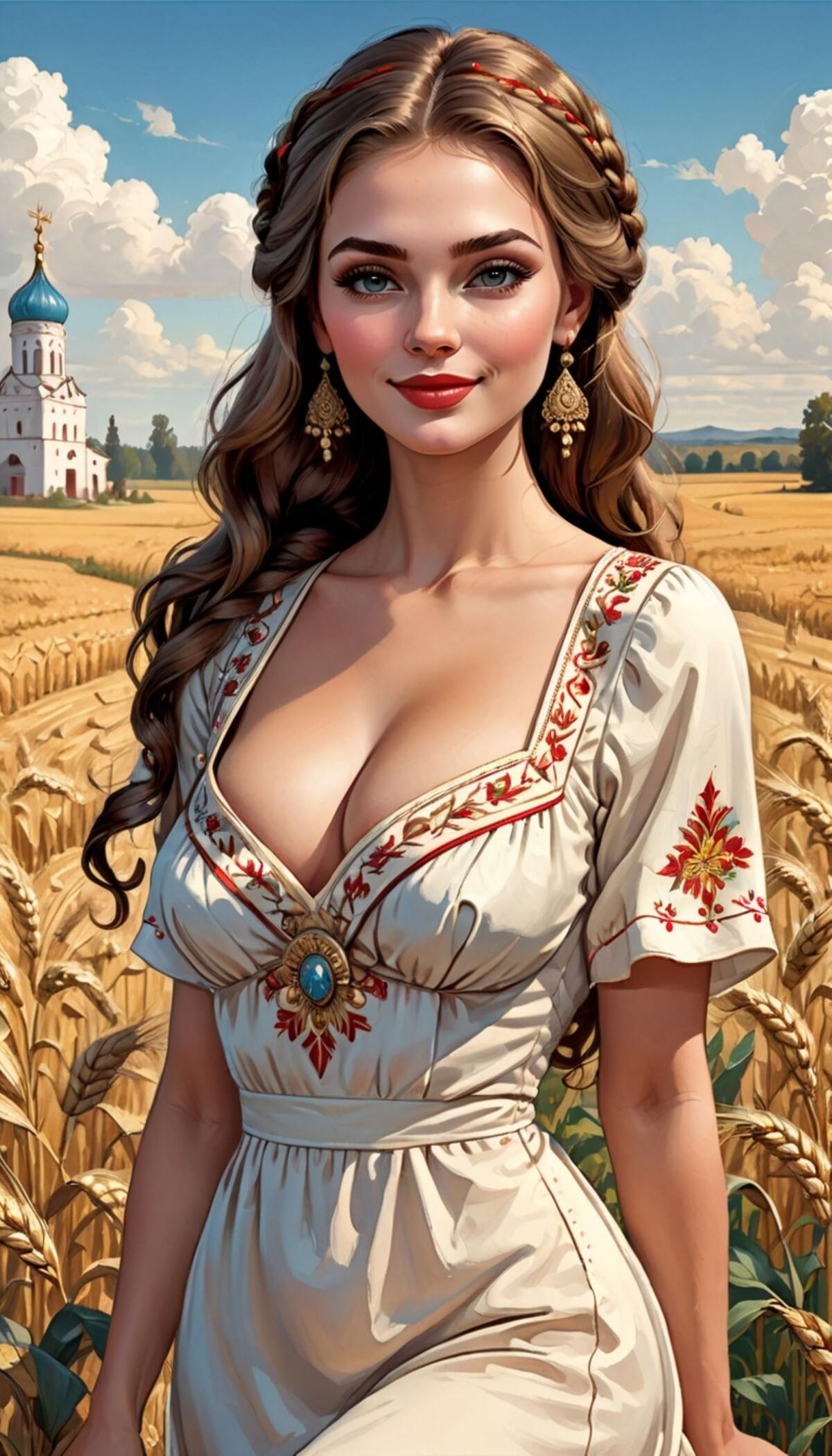 A girl in a broom field