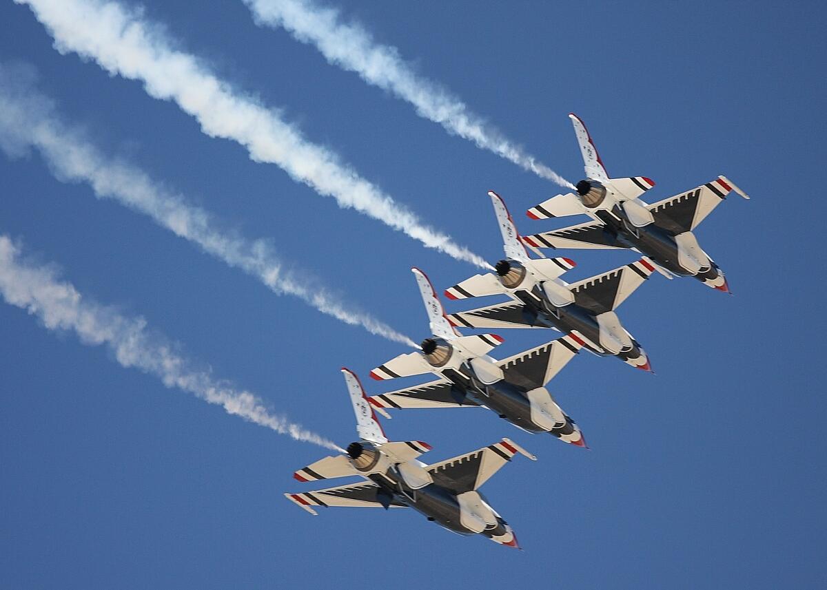 Airplanes in the sky at an air show