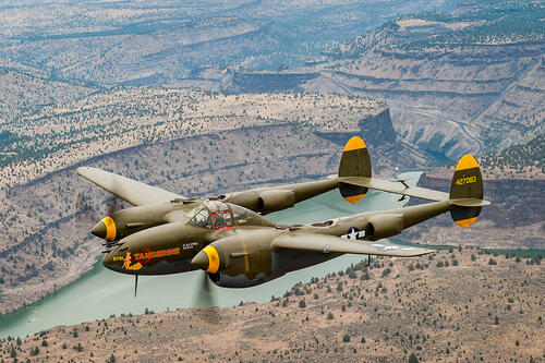 American Lockheed P-38 Lightning fighter aircraft
