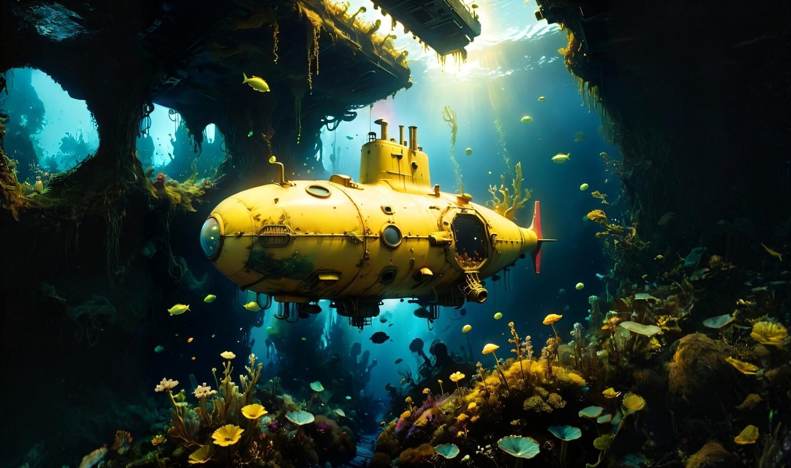 Бесплатное фото Желтая подводная лодка