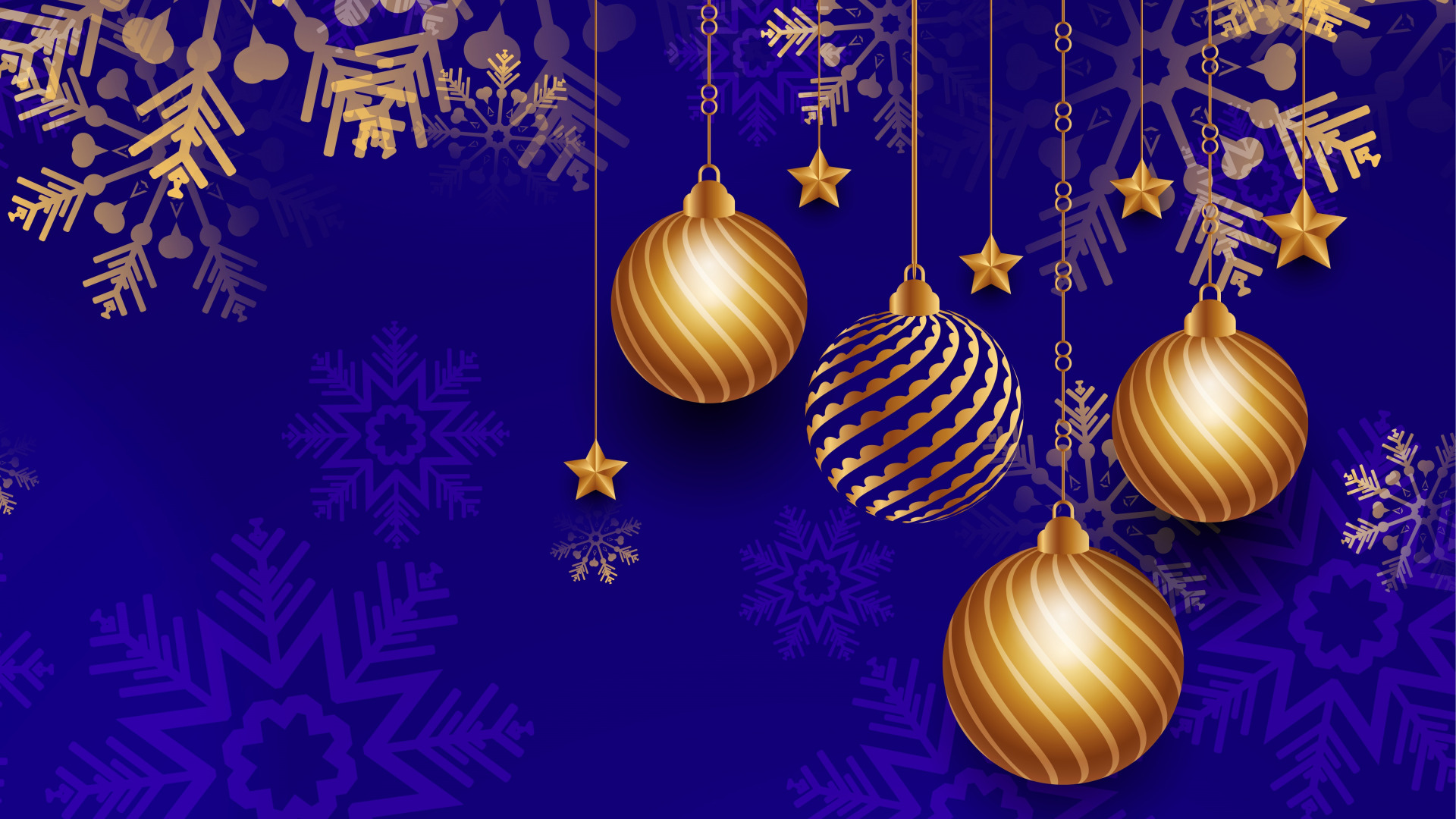 Free photo New Year`s toys on blue background with snowflakes
