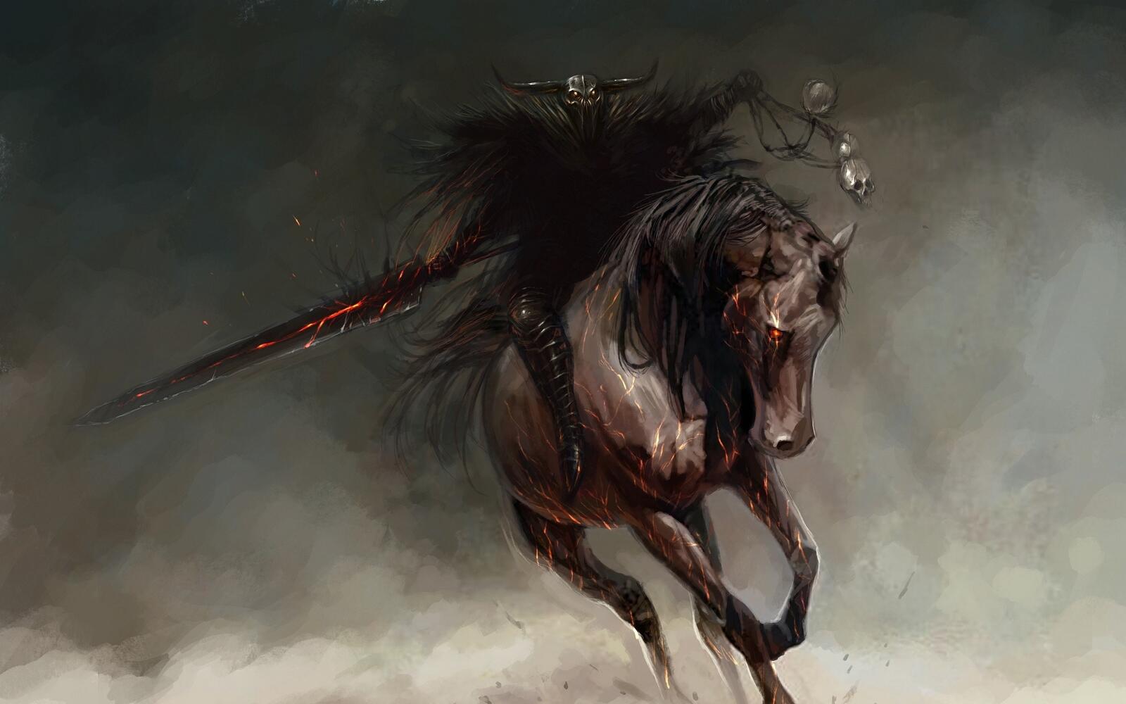 Бесплатное фото Страшный монстр на коне