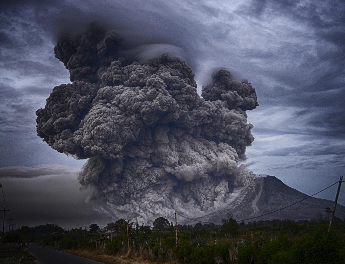 The eruption of a large volcano