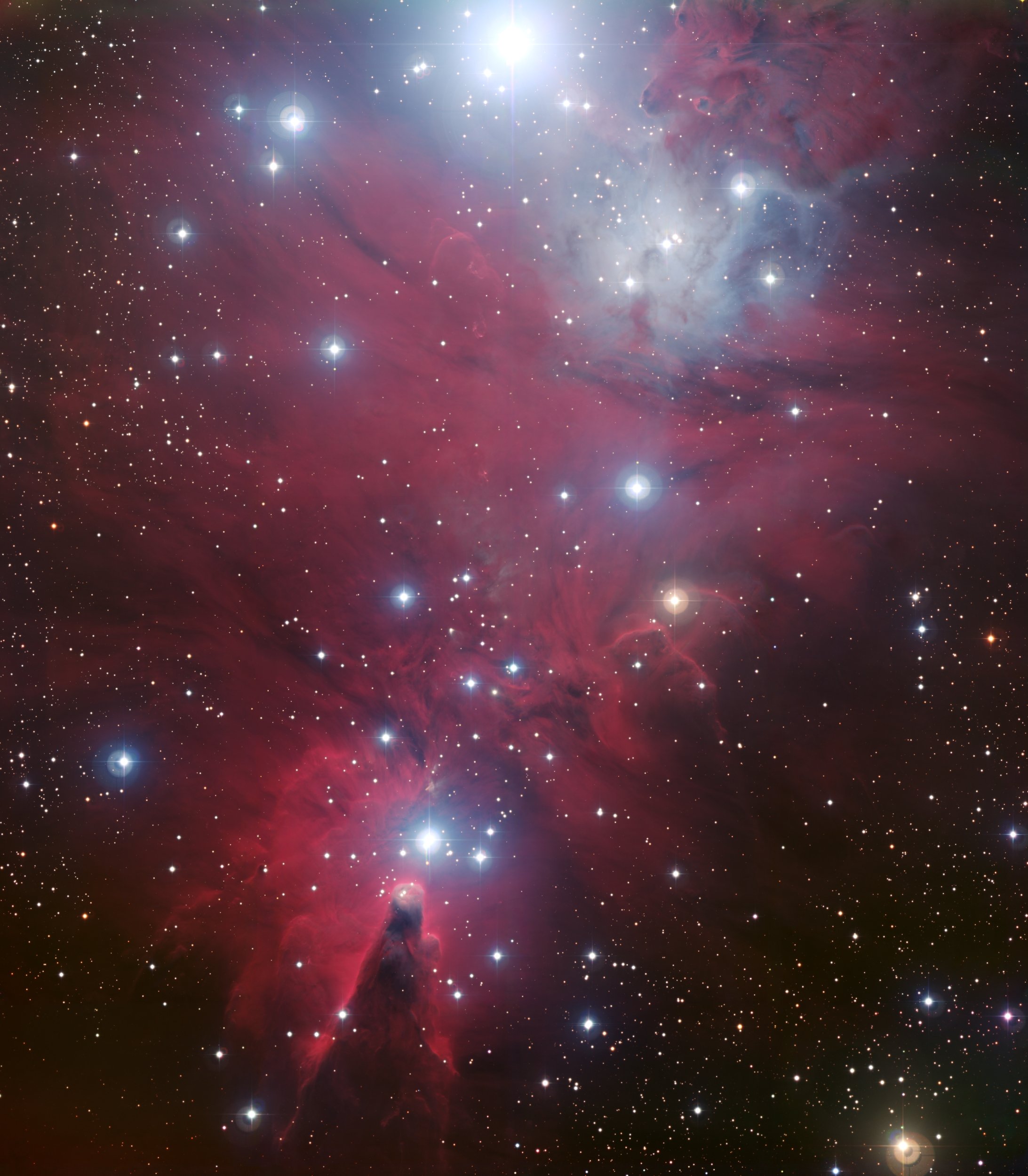 Free photo Wallpaper with a magical red space nebula