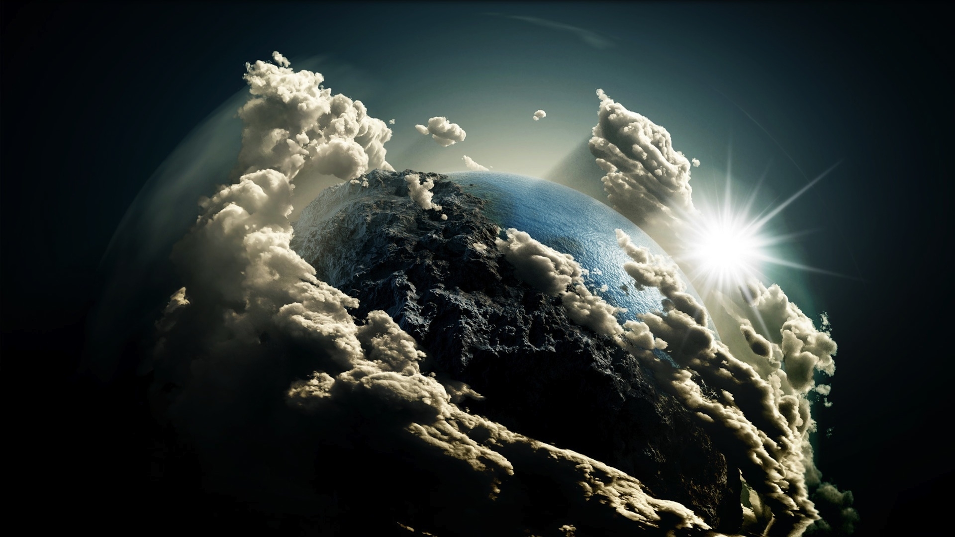 Free photo Planet earth in space wrapped in clouds