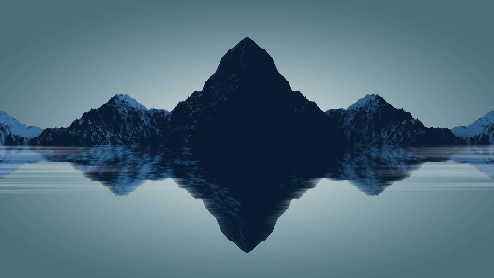 Отражение горы в воде