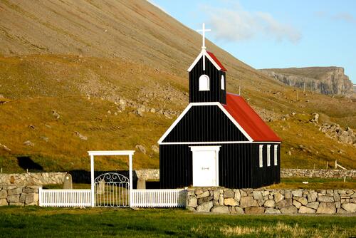A black-colored church in Iceland
