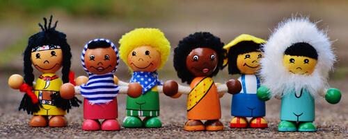 Wooden toys in the form of human beings