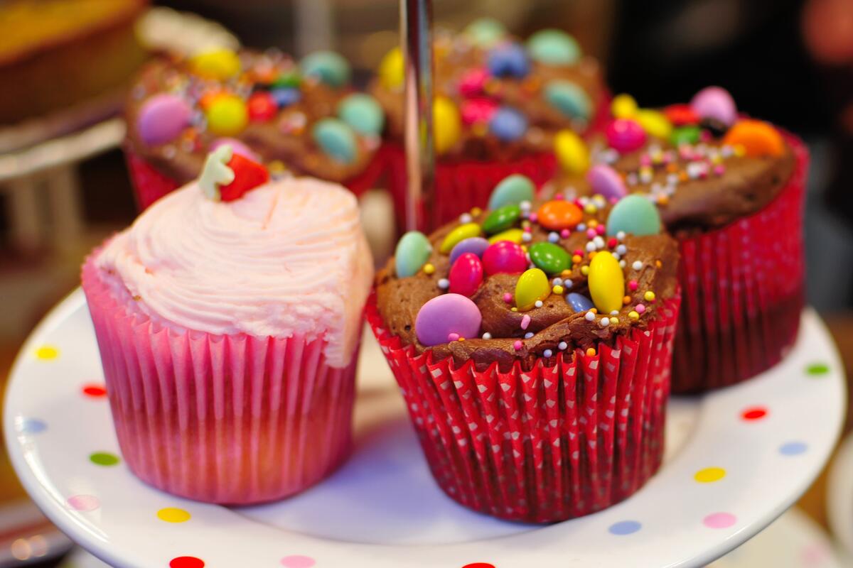 Cupcakes decorated with candy