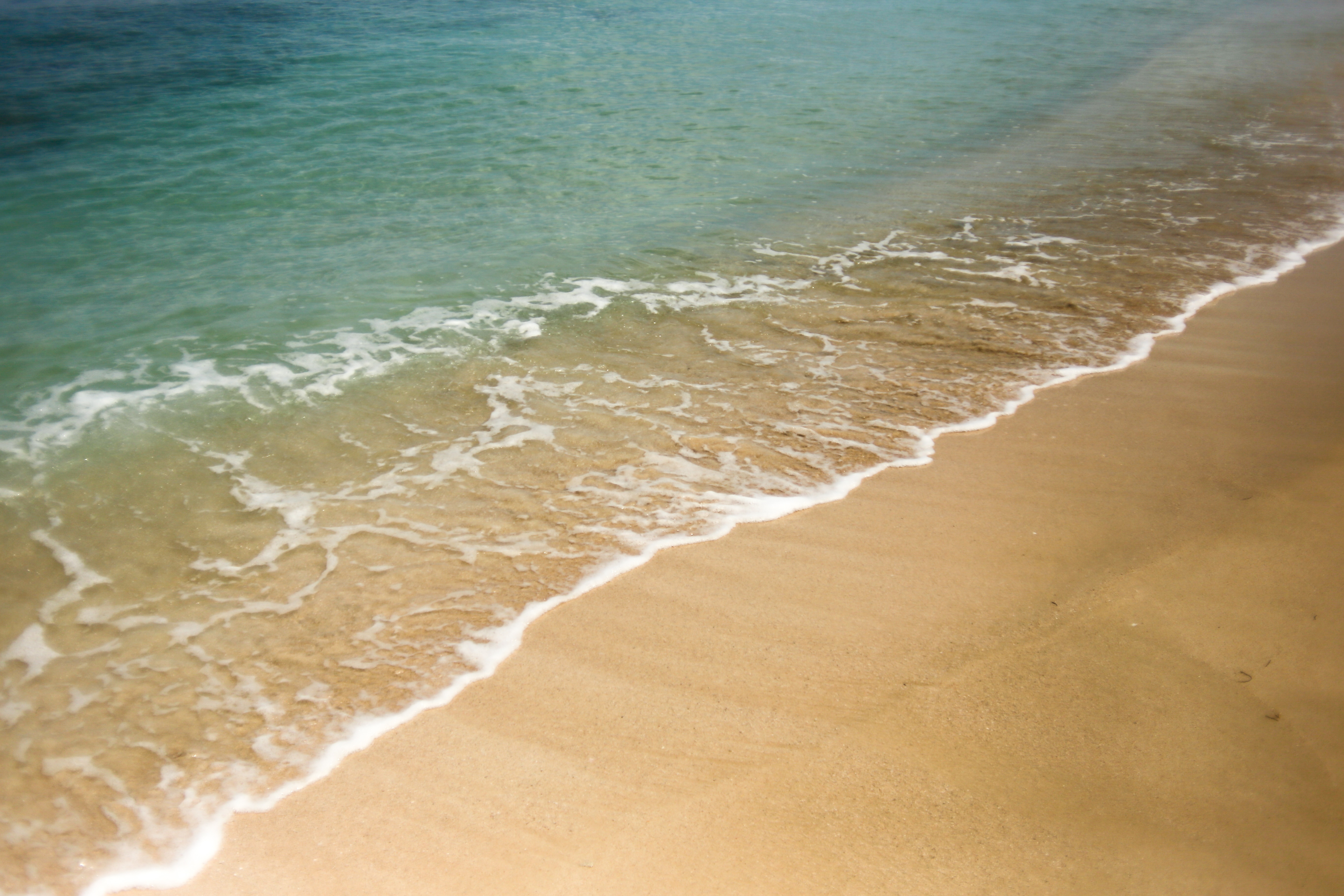Песчаный берег моря с прозрачной водой