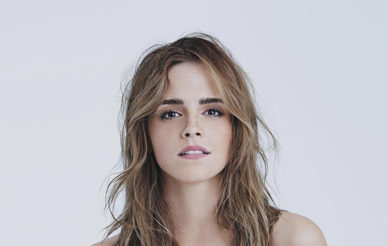 Free photo Portrait of Emma Watson on white background