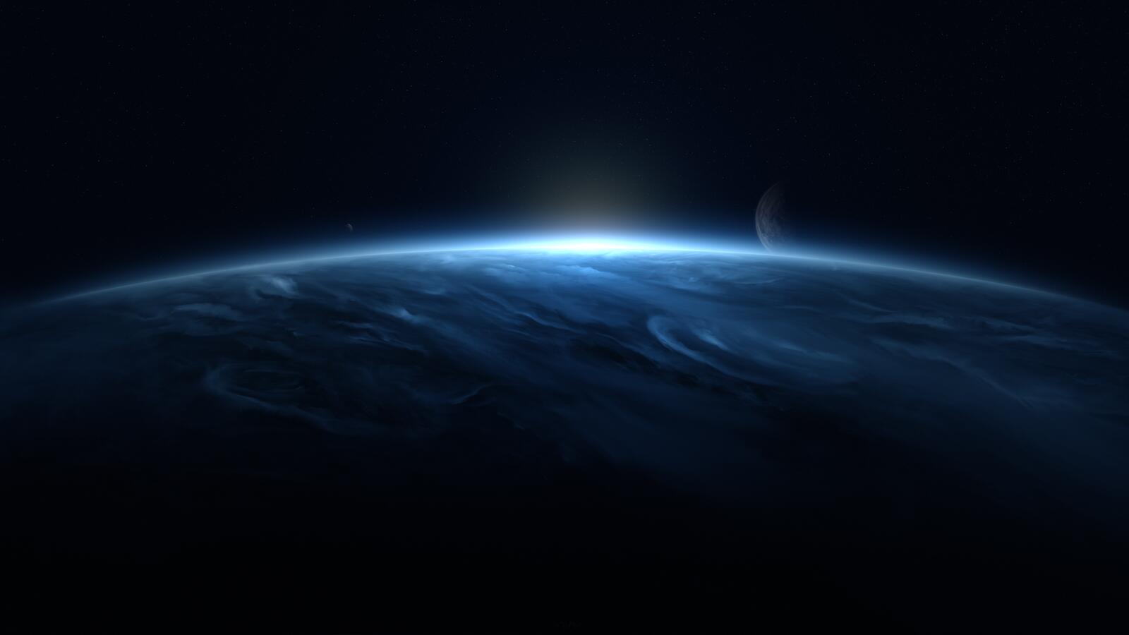 Wallpapers clouds a planet moon on the desktop