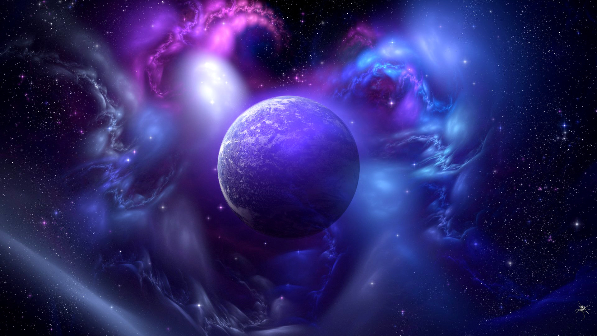 Фиолетовая космическая пыль в космосе
