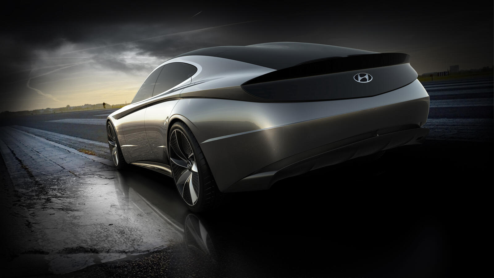 Бесплатное фото Concept car Hyundai Motor Europe серого цвета вид сзади