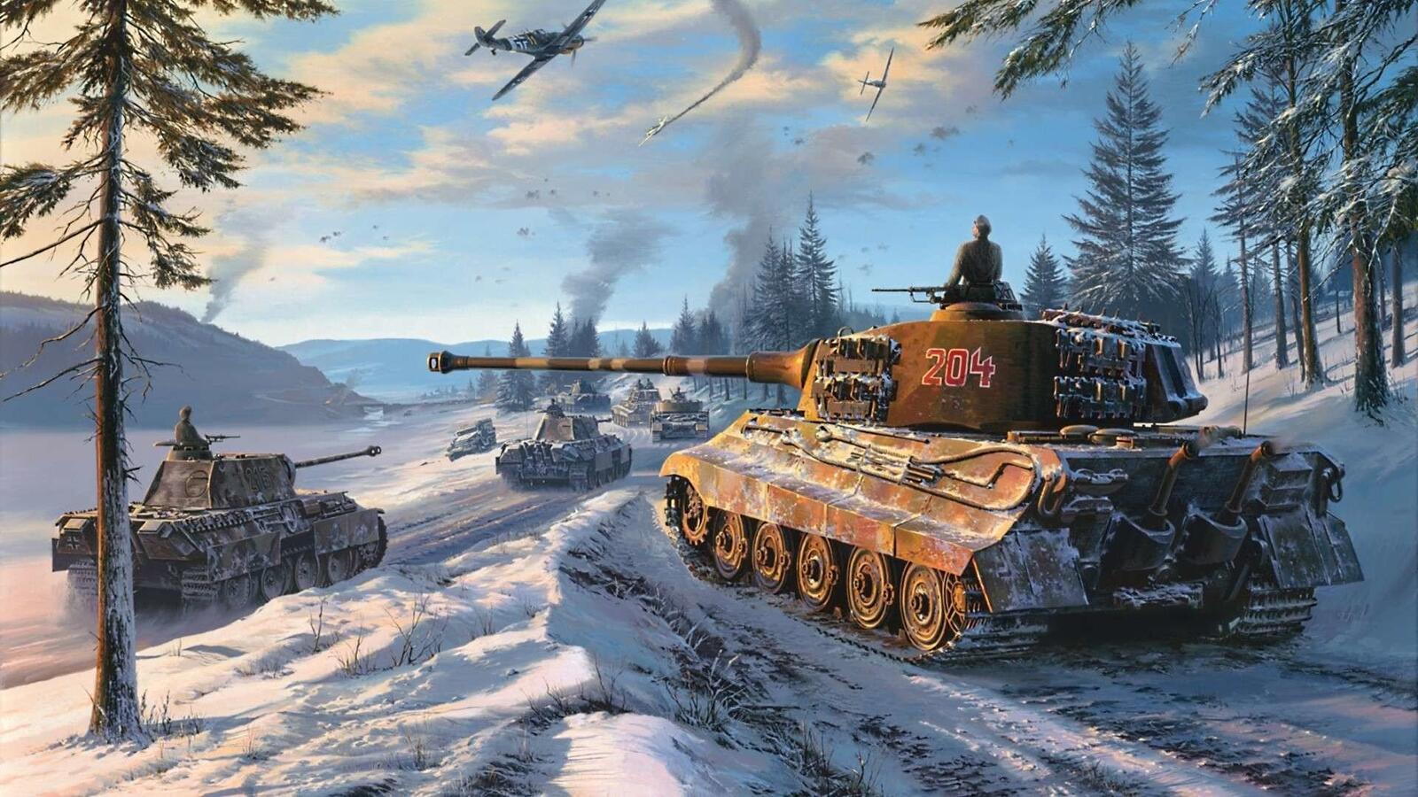 Wallpapers winter tanks aircraft on the desktop