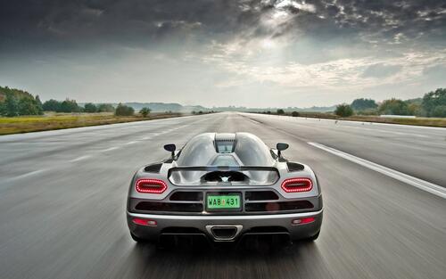 A Koenigsegg Agera during a speed test.
