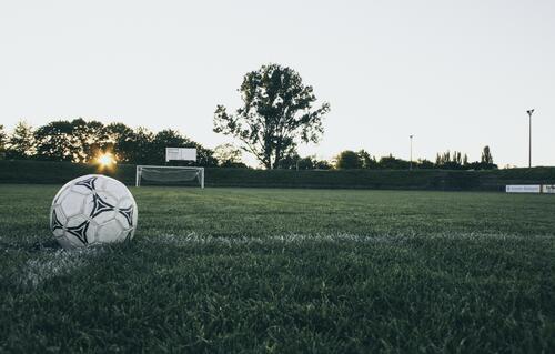 A ball on a soccer field