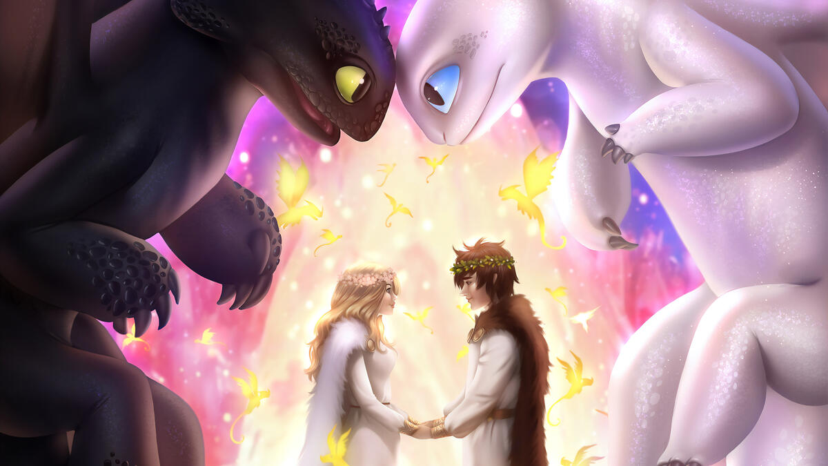 Cartoon how to tame the dragon wedding