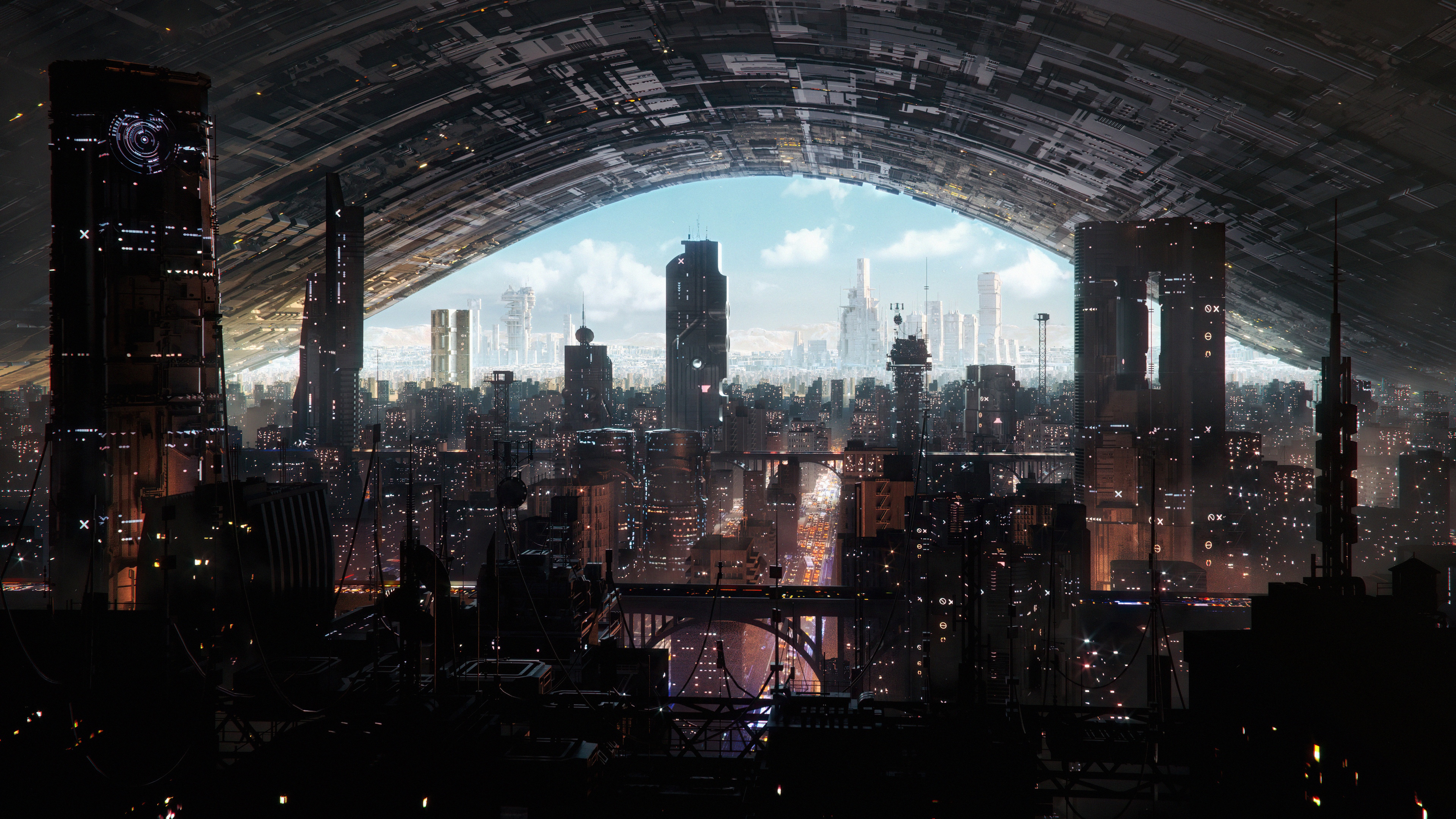 免费照片一个大穹顶下的未来主义城市