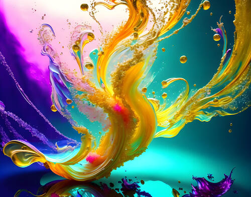 Multicolored bright splashes of paint