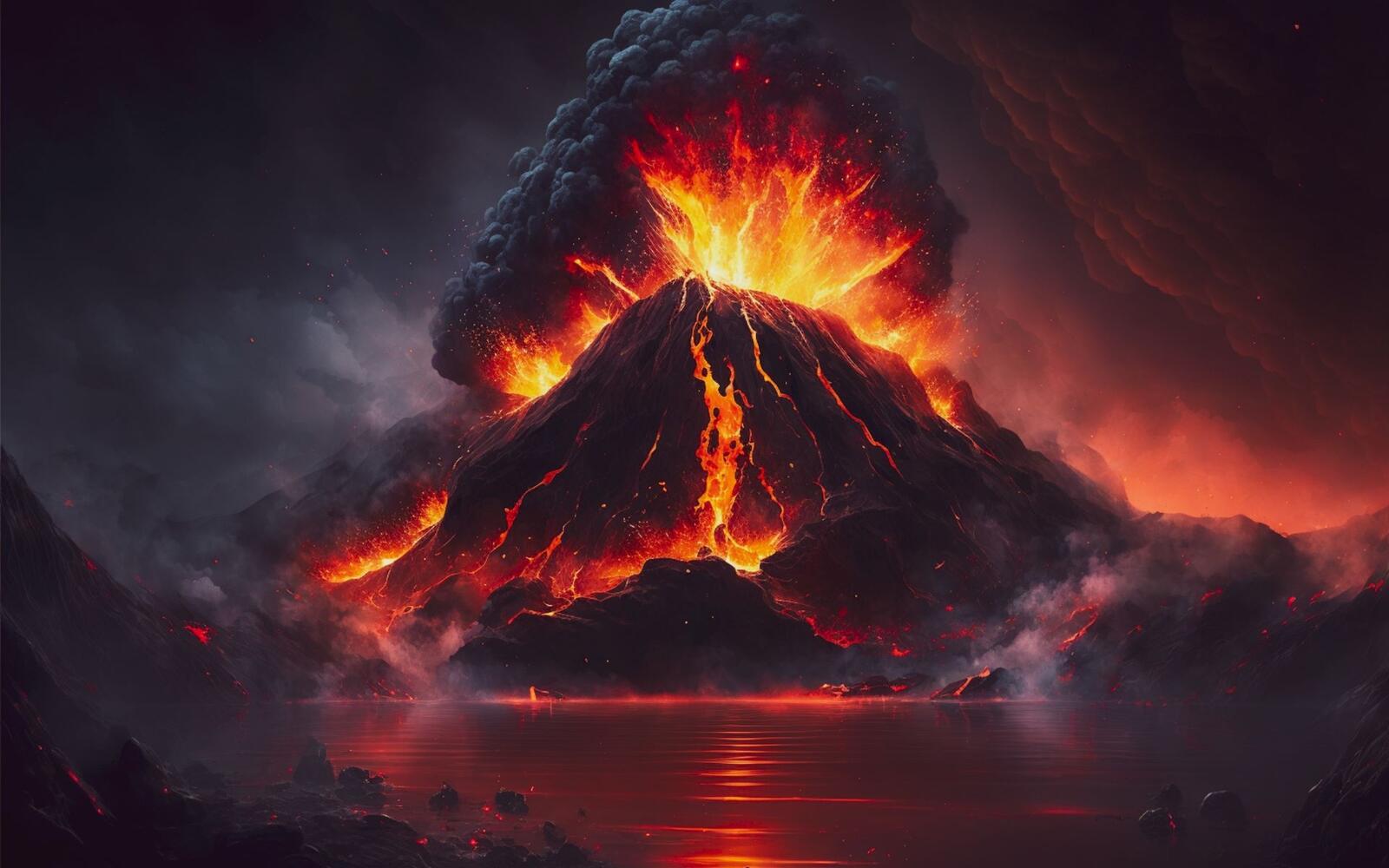 Free photo Volcano eruption.Art