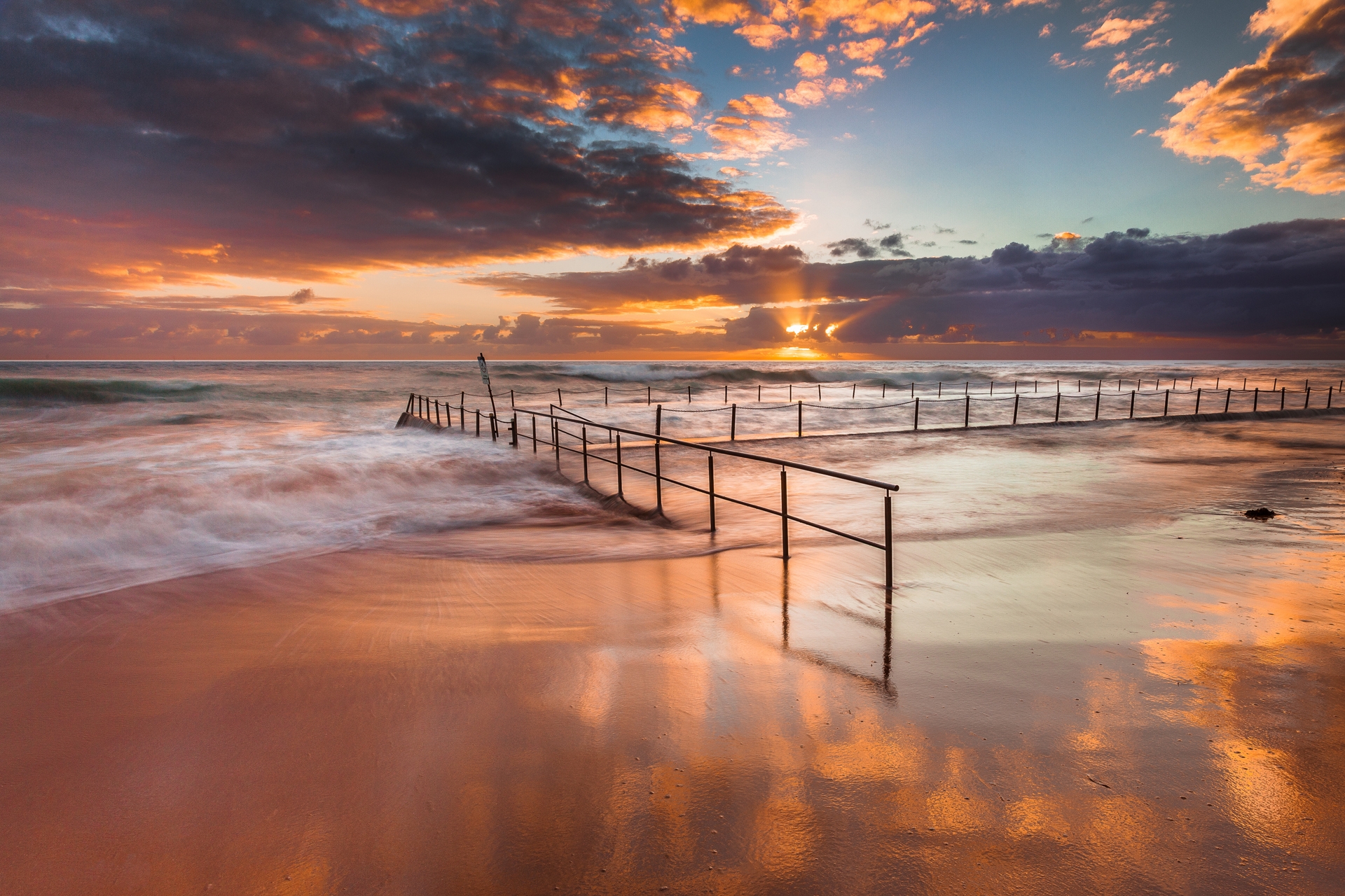 The coast in Australia at sunset