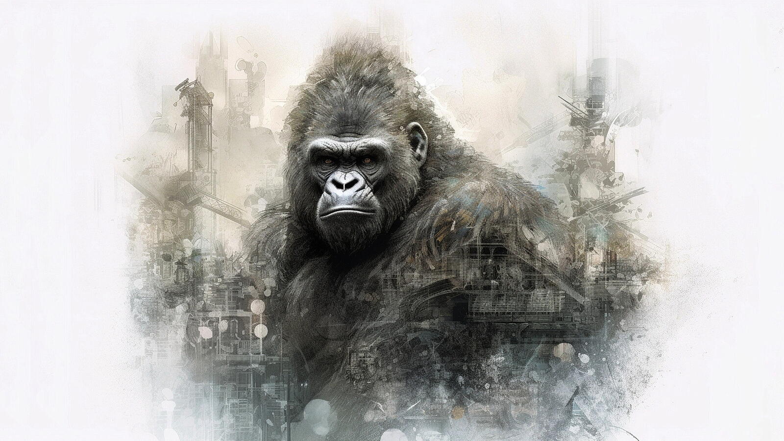 Бесплатное фото Рисунок гориллы на белом фоне