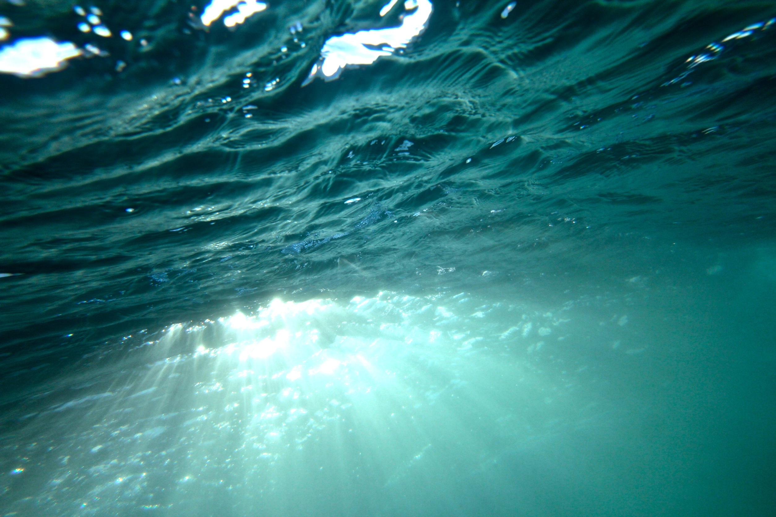 Бесплатное фото Солнечные лучи под водой