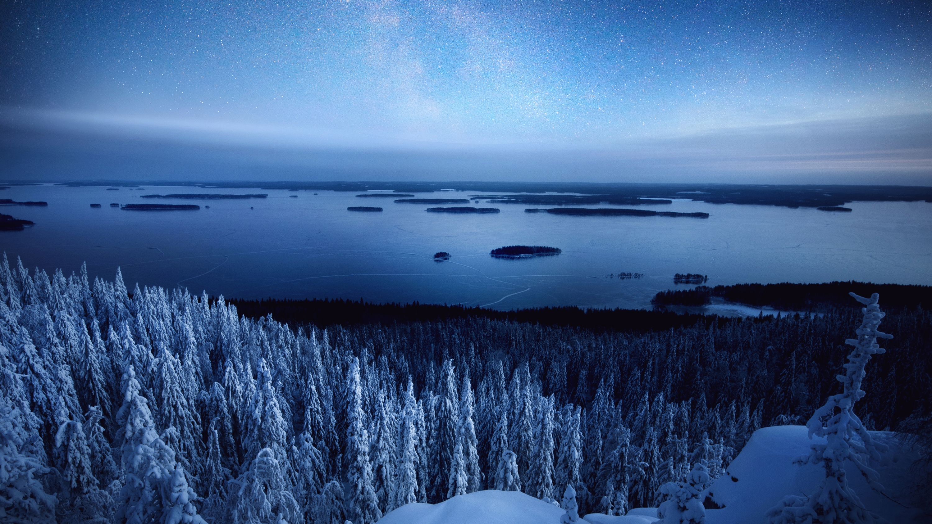 Бесплатное фото Звездное небо в зимнюю ночь